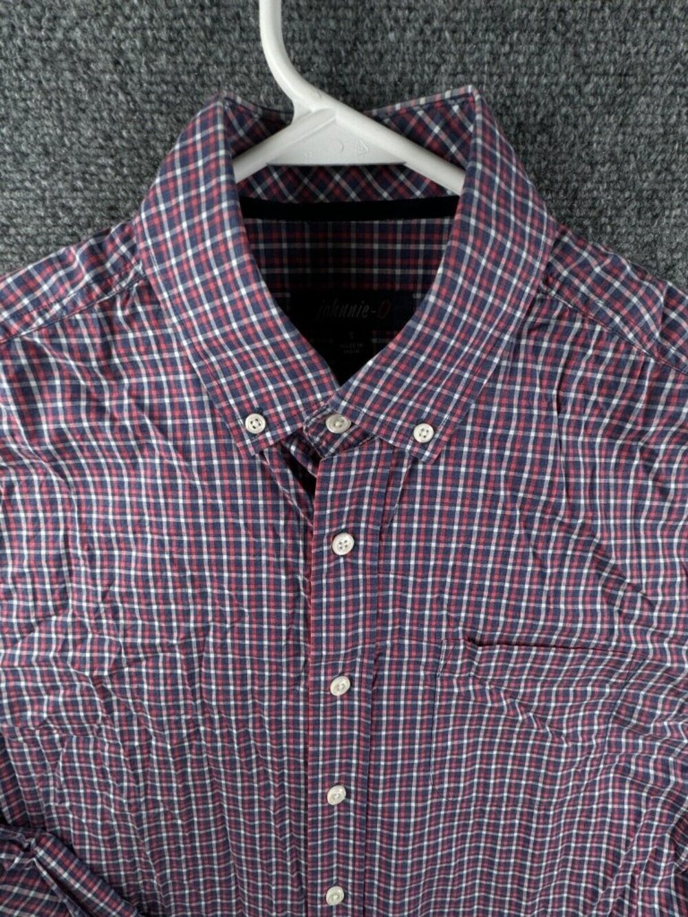 Johnnie-o Shirt Mens Small Blue Red Plaid Long Sleeve Button Up Cotton Preppy